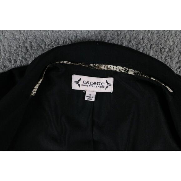 New Nanette Lepore Blazer Womens 6 Black Tuxedo Gold Colored Zipper Pockets - Picture 4 of 6